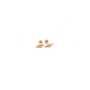 14K Gold Stud Earrings Lightning Bolt Screw Back Type Very Tiny